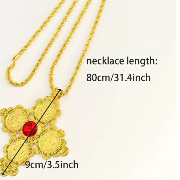 Astelin RED Stone Pendant Cross Necklace - Image 4