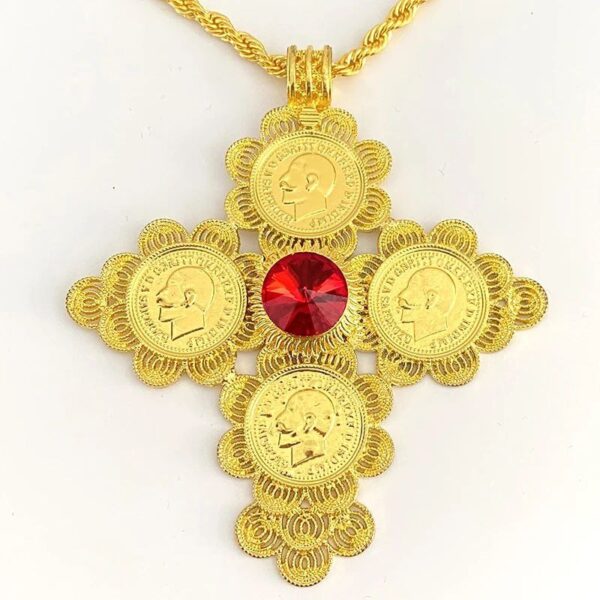 Astelin RED Stone Pendant Cross Necklace - Image 2